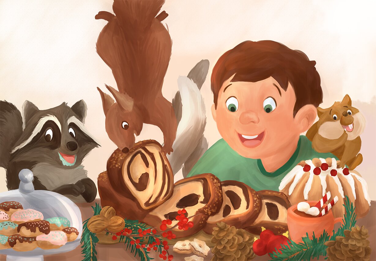 food and animals illustration